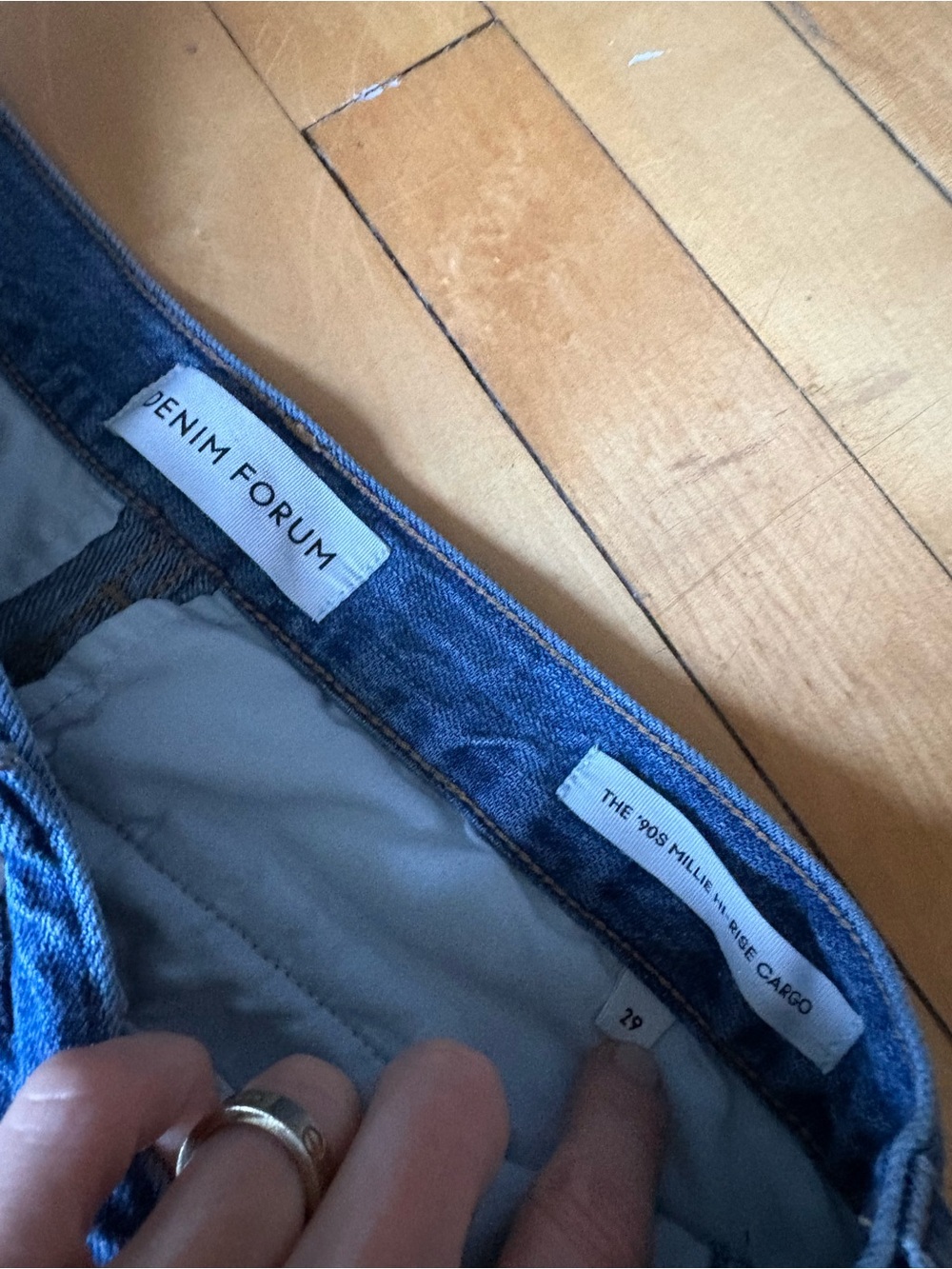 Aritzia Denim Forum Sz 29 Millie High Rise Cargo Denim Utility Baggy Jeans - Picture 9 of 12